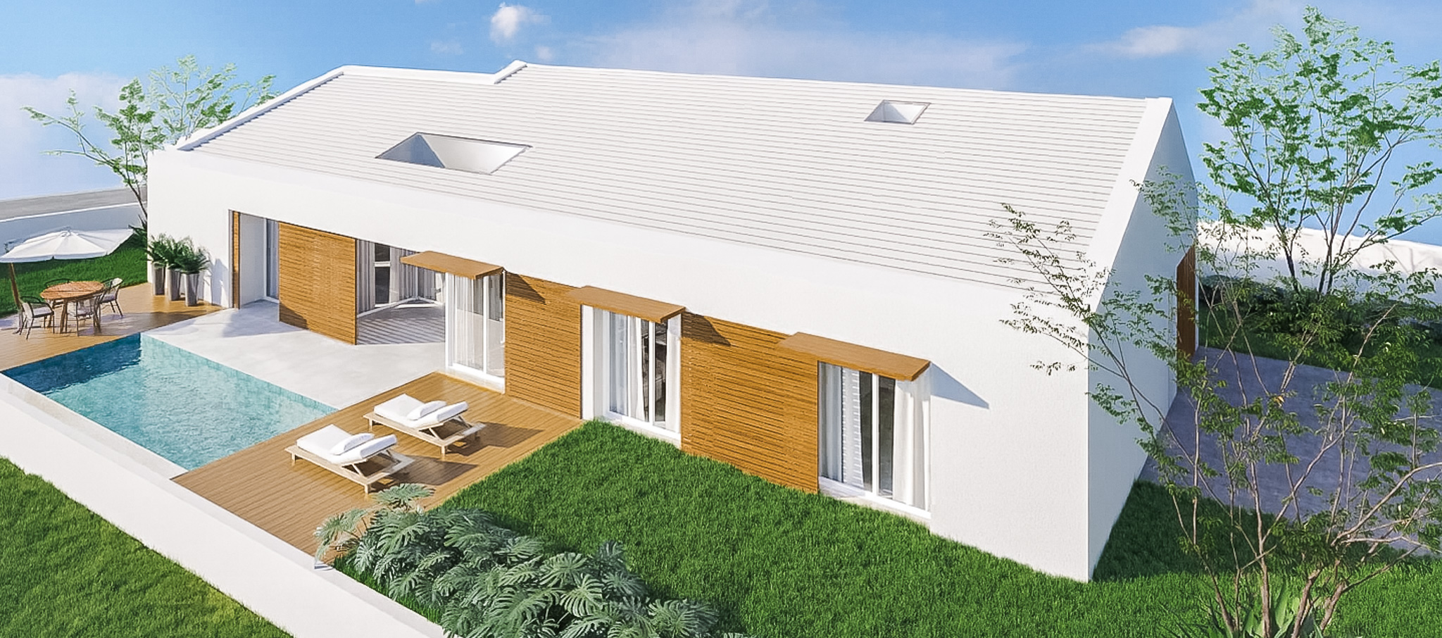 Casa Branca - Encosta do Sol, Caldas da Rainha - Perspectiva Piscina - MKM